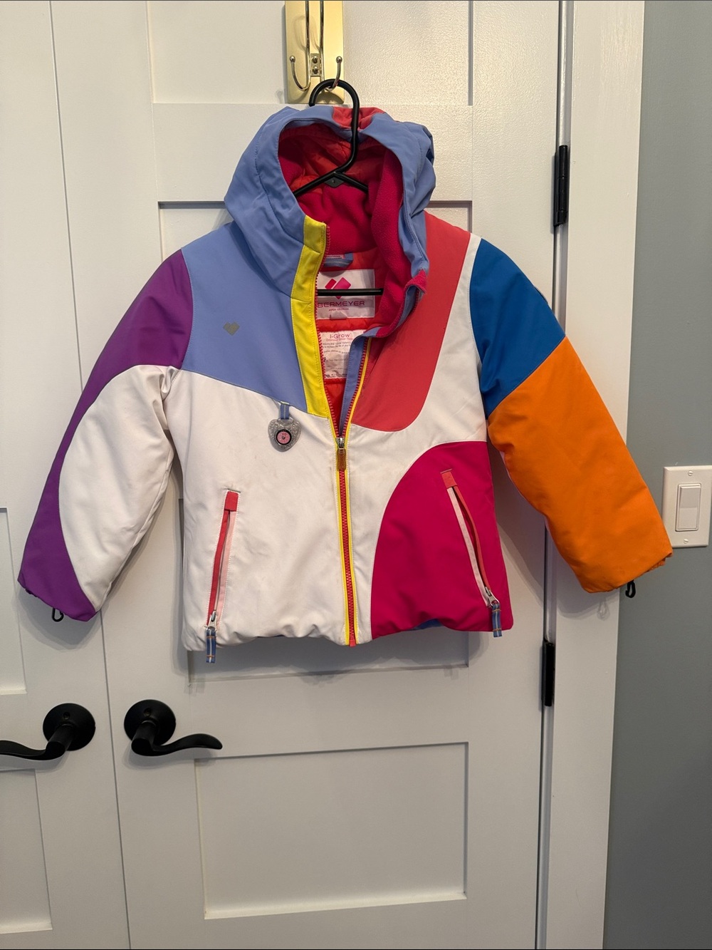 Girls' Colorblock Hooded Puffer Jacket — Multicolor